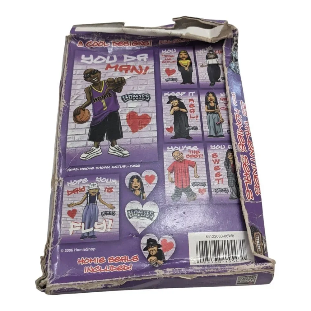Homies Valentines Cards 32 Valentines & Homie Seals Complete Damaged Box 2006‎